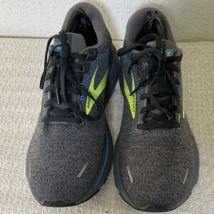 Brooks Ghost 14 Men's Running Shoes Grey Blue Lime 9.5 Sneakers Walking